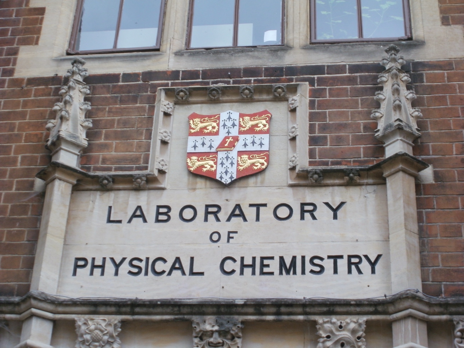 Cavendish Laboratory — entrance with Cambridge shield